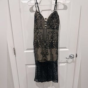 Black lace dress with nude color under